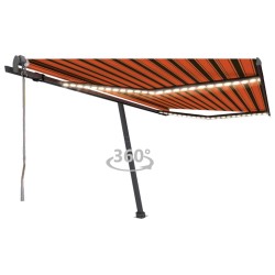 vidaXL Toldo automático LED sensor de viento naranja marrón 400x350 cm
