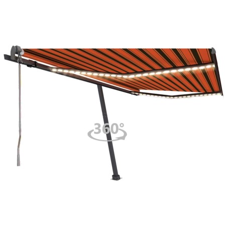 vidaXL Toldo automático LED sensor de viento naranja marrón 400x350 cm