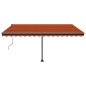 vidaXL Toldo automático LED sensor de viento naranja marrón 400x350 cm vidaXL Toldo automático LED sensor de viento naranja marrón 400x350 cm