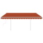 vidaXL Toldo manual retráctil con postes naranja y marrón 4x3,5 m vidaXL Toldo manual retráctil con postes naranja y marrón 4x3,5 m