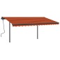 vidaXL Toldo automático LED sensor de viento naranja y marrón 4x3,5 m vidaXL Toldo automático LED sensor de viento naranja y marrón 4x3,5 m