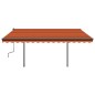 vidaXL Toldo automático LED sensor de viento naranja y marrón 4x3,5 m vidaXL Toldo automático LED sensor de viento naranja y marrón 4x3,5 m