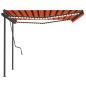 vidaXL Toldo automático LED sensor de viento naranja y marrón 4x3,5 m vidaXL Toldo automático LED sensor de viento naranja y marrón 4x3,5 m