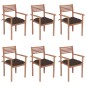 vidaXL Sillas apilables de jardín 6 uds madera de teca con cojines vidaXL Sillas apilables de jardín 6 uds madera de teca con cojines
