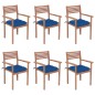 vidaXL Sillas apilables de jardín 6 uds madera de teca con cojines vidaXL Sillas apilables de jardín 6 uds madera de teca con cojines