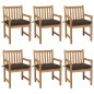 vidaXL Sillas de jardín 6 uds madera maciza de teca cojines gris taupé vidaXL Sillas de jardín 6 uds madera maciza de teca cojines gris taupé