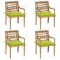 vidaXL Sillas Batavia 4 unidades madera maciza de teca con cojines vidaXL Sillas Batavia 4 unidades madera maciza de teca con cojines