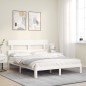 vidaXL Estructura de cama matrimonio con cabecero madera maciza blanco vidaXL Estructura de cama matrimonio con cabecero madera maciza blanco