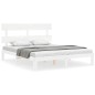 vidaXL Estructura de cama matrimonio con cabecero madera maciza blanco vidaXL Estructura de cama matrimonio con cabecero madera maciza blanco