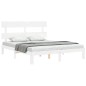 vidaXL Estructura de cama matrimonio con cabecero madera maciza blanco vidaXL Estructura de cama matrimonio con cabecero madera maciza blanco