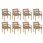 vidaXL Sillas Batavia 8 unidades madera maciza de teca con cojines vidaXL Sillas Batavia 8 unidades madera maciza de teca con cojines