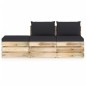 vidaXL Muebles de jardín 3 piezas con cojines madera impregnada verde vidaXL Muebles de jardín 3 piezas con cojines madera impregnada verde