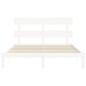 vidaXL Estructura de cama matrimonio con cabecero madera maciza blanco vidaXL Estructura de cama matrimonio con cabecero madera maciza blanco