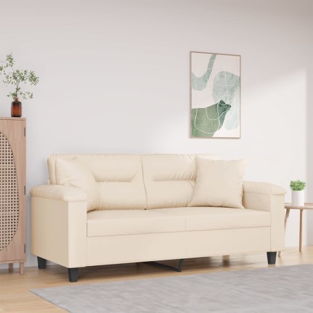 vidaXL Sofá de 2 plazas con cojines tela de microfibra beige 140 cm