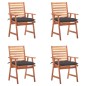 vidaXL Sillas comedor de jardín y cojines 4 uds madera maciza acacia
