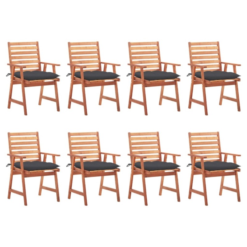 vidaXL Sillas comedor de jardín y cojines 8 uds madera maciza acacia vidaXL Sillas comedor de jardín y cojines 8 uds madera maciza acacia