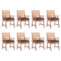 vidaXL Sillas comedor de jardín y cojines 8 uds madera maciza acacia vidaXL Sillas comedor de jardín y cojines 8 uds madera maciza acacia