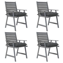 vidaXL Sillas de comedor jardín con cojines 4 uds madera maciza acacia