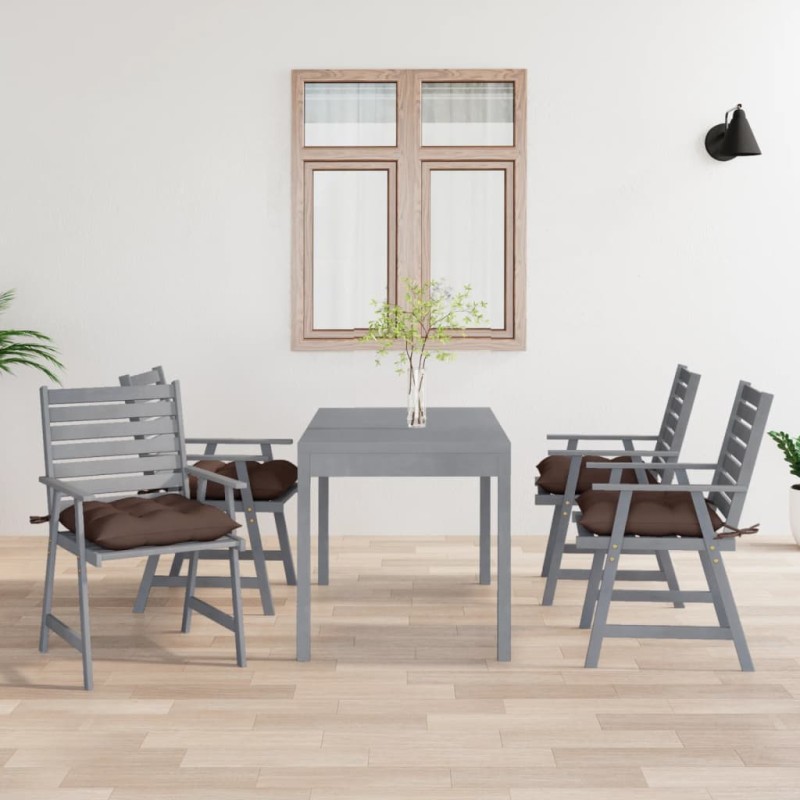 vidaXL Sillas de comedor jardín con cojines 4 uds madera maciza acacia