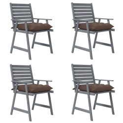 vidaXL Sillas de comedor jardín con cojines 4 uds madera maciza acacia