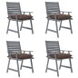 vidaXL Sillas de comedor jardín con cojines 4 uds madera maciza acacia