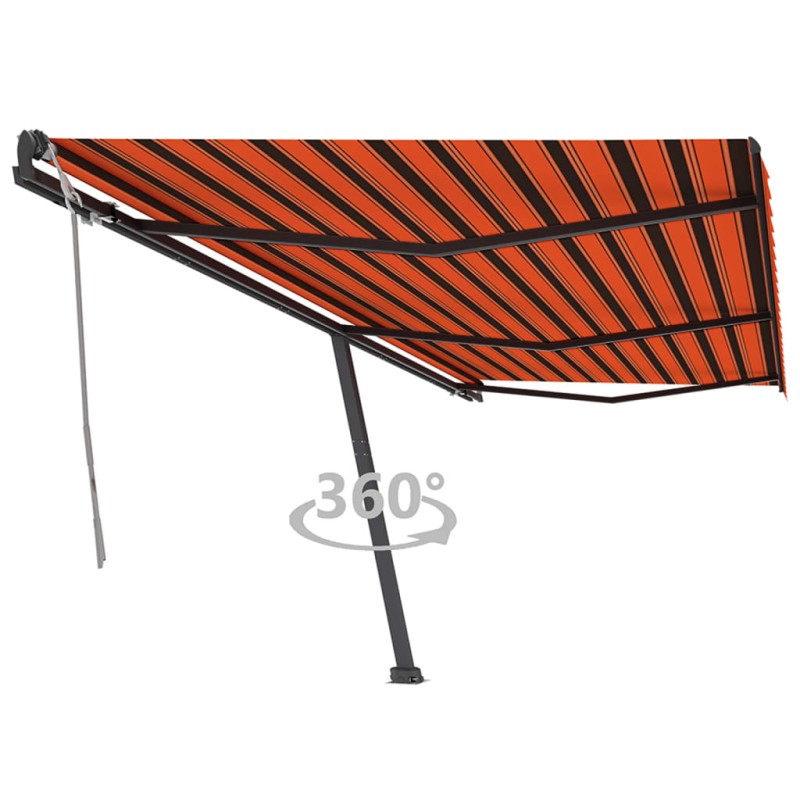 vidaXL Toldo de pie retráctil manual naranja y marrón 600x350 cm vidaXL Toldo de pie retráctil manual naranja y marrón 600x350 cm