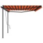 vidaXL Toldo retráctil automático con postes naranja y marrón 5x3 m vidaXL Toldo retráctil automático con postes naranja y marrón 5x3 m
