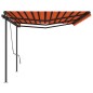 vidaXL Toldo retráctil manual con luz LED naranja y marrón 6x3,5 m vidaXL Toldo retráctil manual con luz LED naranja y marrón 6x3,5 m