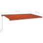 vidaXL Toldo retráctil manual con luz LED naranja y marrón 6x3,5 m vidaXL Toldo retráctil manual con luz LED naranja y marrón 6x3,5 m