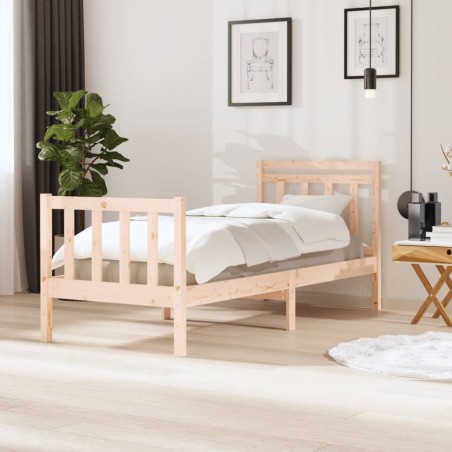 vidaXL Estructura de cama individual de madera maciza 90x190 cm