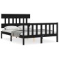 vidaXL Estructura cama de matrimonio con cabecero madera maciza negro
