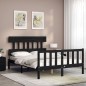 vidaXL Estructura cama de matrimonio con cabecero madera maciza negro