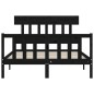 vidaXL Estructura cama de matrimonio con cabecero madera maciza negro