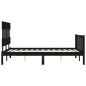 vidaXL Estructura cama de matrimonio con cabecero madera maciza negro