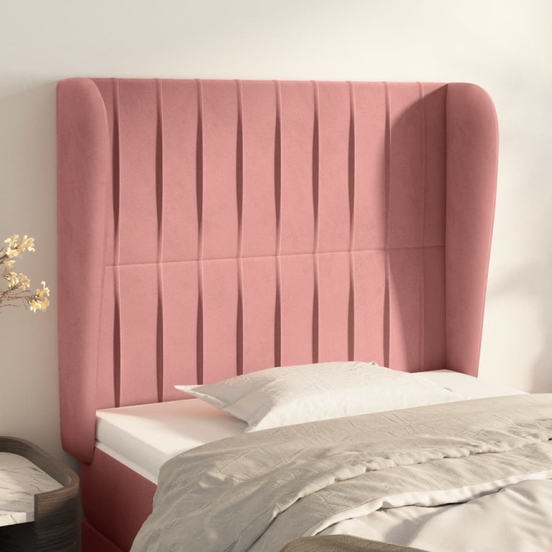 vidaXL Cabecero con orejas de terciopelo rosa 83x23x118/128 cm vidaXL Cabecero con orejas de terciopelo rosa 83x23x118/128 cm