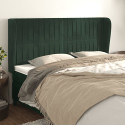 vidaXL Cabecero con orejas de terciopelo verde oscuro 183x23x118/128cm