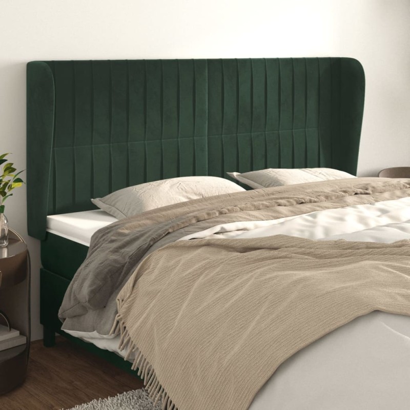 vidaXL Cabecero con orejas de terciopelo verde oscuro 183x23x118/128cm vidaXL Cabecero con orejas de terciopelo verde oscuro 183x23x118/128cm