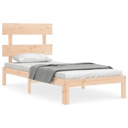 vidaXL Estructura de cama con cabecero madera maciza 90x200 cm