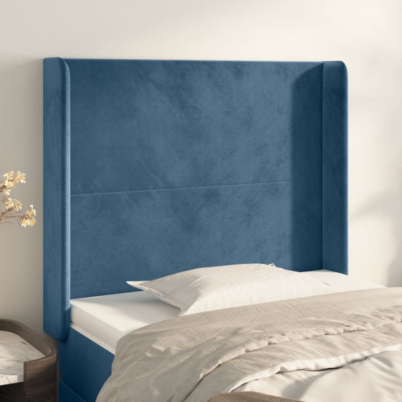 vidaXL Cabecero con orejas de terciopelo azul oscuro 93x16x118/128 cm vidaXL Cabecero con orejas de terciopelo azul oscuro 93x16x118/128 cm