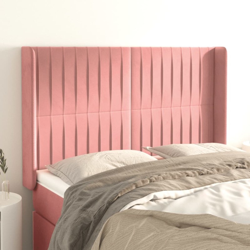 vidaXL Cabecero con orejas de terciopelo rosa 147x16x118/128 cm vidaXL Cabecero con orejas de terciopelo rosa 147x16x118/128 cm