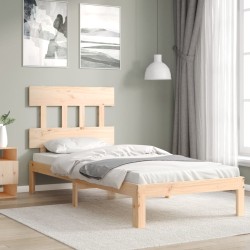 vidaXL Estructura de cama individual con cabecero madera maciza