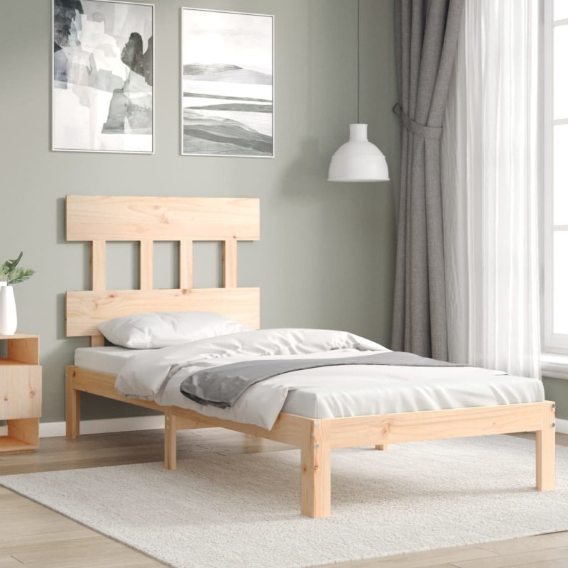 vidaXL Estructura de cama individual con cabecero madera maciza vidaXL Estructura de cama individual con cabecero madera maciza