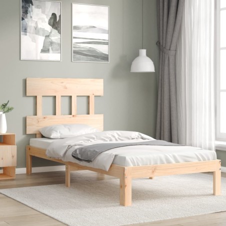 vidaXL Estructura de cama individual con cabecero madera maciza