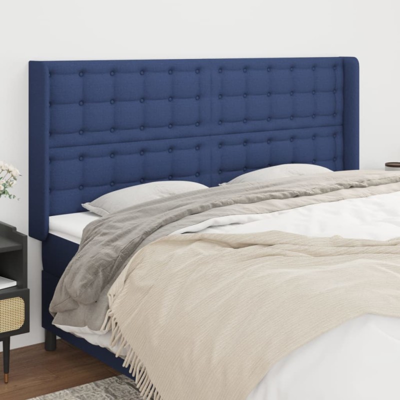 vidaXL Cabecero con orejas de tela azul 163x16x118/128 cm vidaXL Cabecero con orejas de tela azul 163x16x118/128 cm