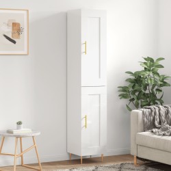 vidaXL Aparador alto madera contrachapada blanco brillo 34,5x34x180 cm