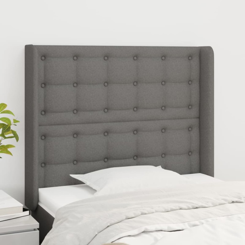 vidaXL Cabecero con orejas de tela gris oscuro 93x16x118/128 cm vidaXL Cabecero con orejas de tela gris oscuro 93x16x118/128 cm