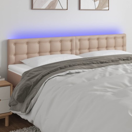 vidaXL Cabecero con LED cuero sintético color capuchino 160x5x78/88 cm