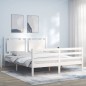 vidaXL Estructura de cama con cabecero madera maciza blanco 160x200 cm vidaXL Estructura de cama con cabecero madera maciza blanco 160x200 cm