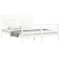 vidaXL Estructura de cama con cabecero madera maciza blanco 160x200 cm vidaXL Estructura de cama con cabecero madera maciza blanco 160x200 cm