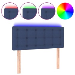vidaXL Cabecero con LED de tela azul 100x5x78/88 cm